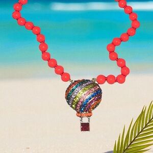 Gorgeous Heidi Daus Multicolor Necklace with Hot Air Balloon Pendant